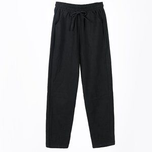 Light Summer Joggers for Men - Slim Fit - Pockets - Elastic & Draw Cord - Black